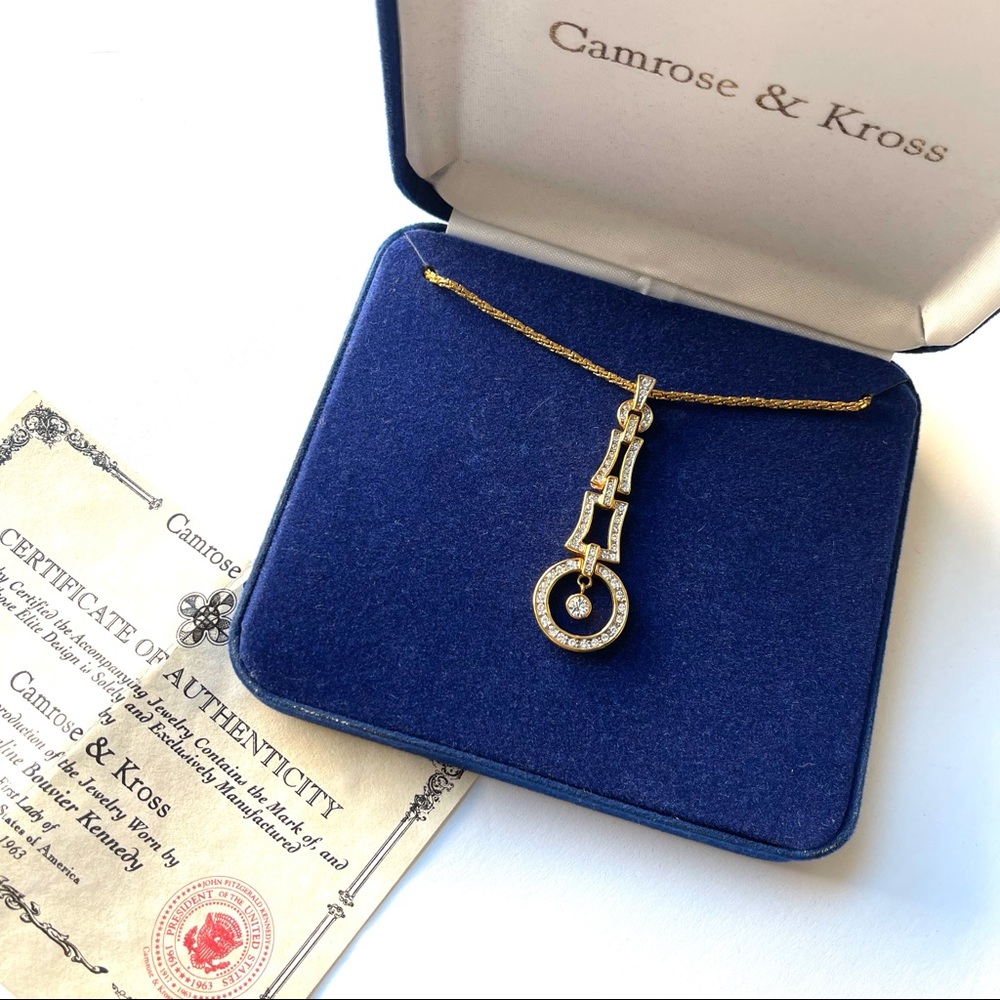 Camrose & Kross signed JBK gold crystal pendant